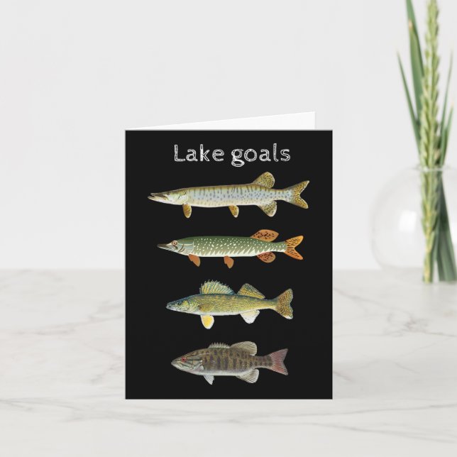 Tarjeta Goles de lago Pesca Musky Pike Walleye Pequeña Boc (Anverso)