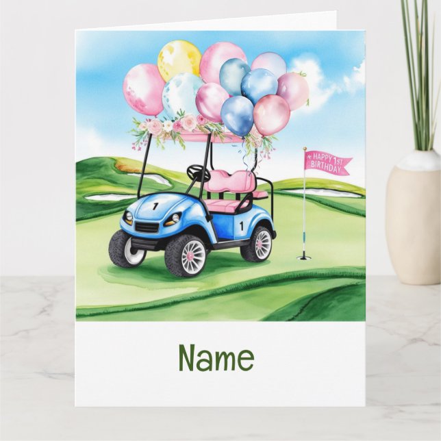 Tarjeta Golf 1 cumpleaños golfista de un año (Anverso)