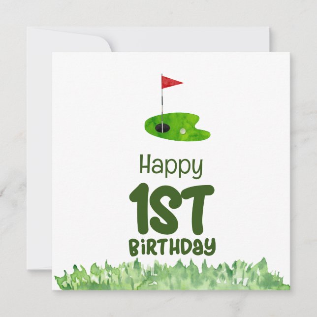Tarjeta Golf 1 cumpleaños golfista de un año (Anverso)