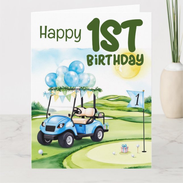 Tarjeta Golf 1 cumpleaños golfista de un año (Anverso)
