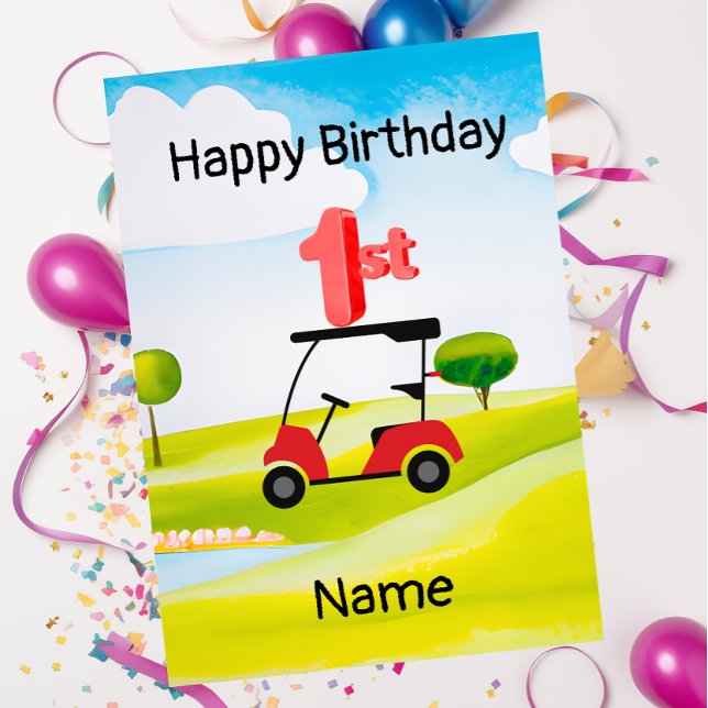 Tarjeta Golf 1 cumpleaños golfista de un año con número (Subido por el creador)