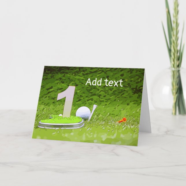 Tarjeta Golf 1 cumpleaños golfista de un año con número (Anverso)