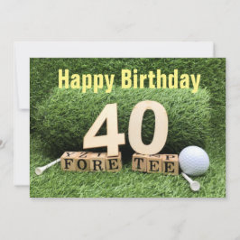 Tarjeta Golf 40 cumpleaños con número y bola de golf