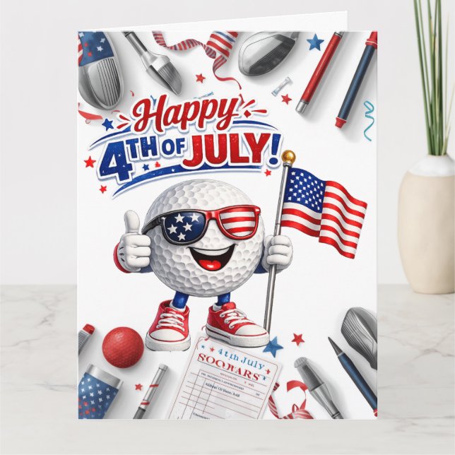 Tarjeta Golf 4 de julio Día de la Independencia  (Anverso)