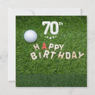 Tarjeta Golf 70 cumpleaños con bola de golf para golfistas
