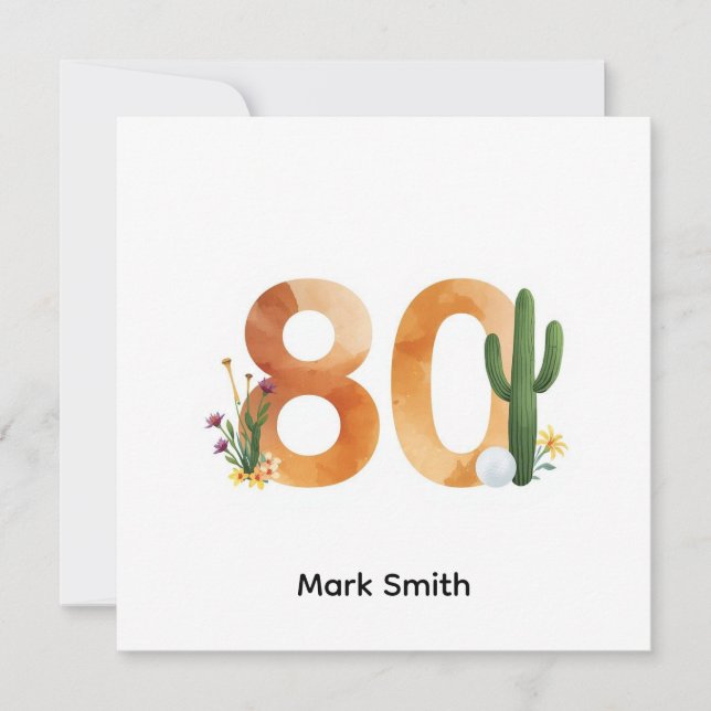 Tarjeta Golf 80th Birthday with golf ball for golfer (Anverso)