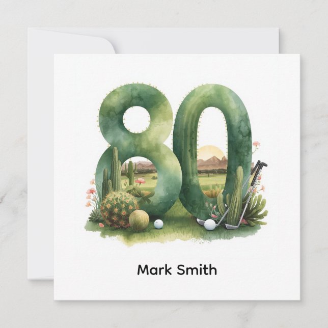 Tarjeta Golf 80th Birthday with golf ball for golfer (Anverso)