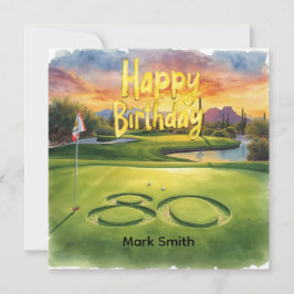 Tarjeta Golf 80th Birthday with golf ball for golfer