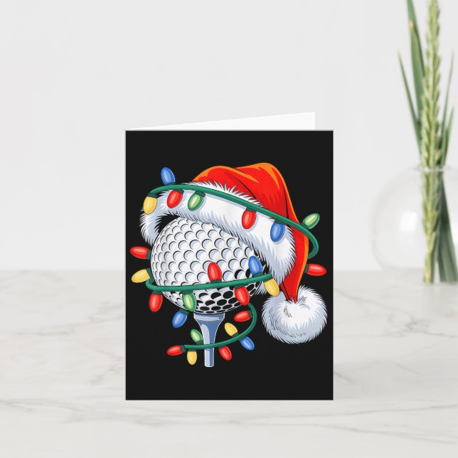 Tarjeta Golf Ball Santa Hat Xmas Navidades divertidos Homb (Anverso)