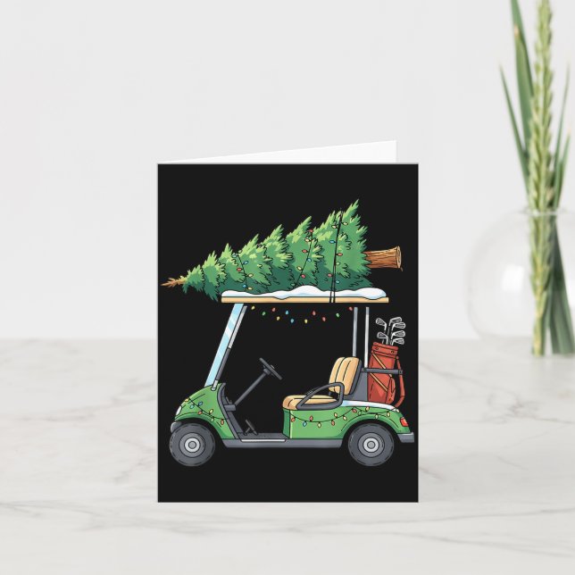 Tarjeta Golf Cart Christmas Tree Lights Funny For Men Wome (Anverso)