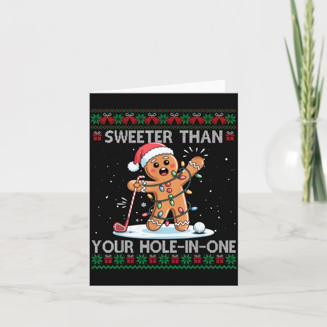 Tarjeta Golf Christmas Gingerbread Sweeter Than Your Hole- (Anverso)