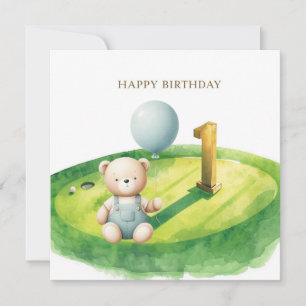 Tarjeta Golf cumpleaños 1 primer año golfista de un año