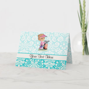 Tarjeta Golf Cute; Patrón de Damasco