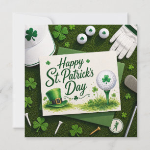 Tarjeta Golf Día de San Patricio para golfistas con tema d