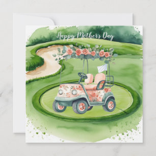 Tarjeta Golf en el Día de la Madre con Carrito de Golf y F
