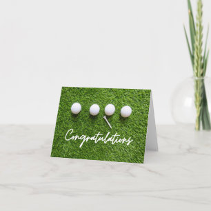 Tarjeta Golf Felicitaciones con bolas de césped verde