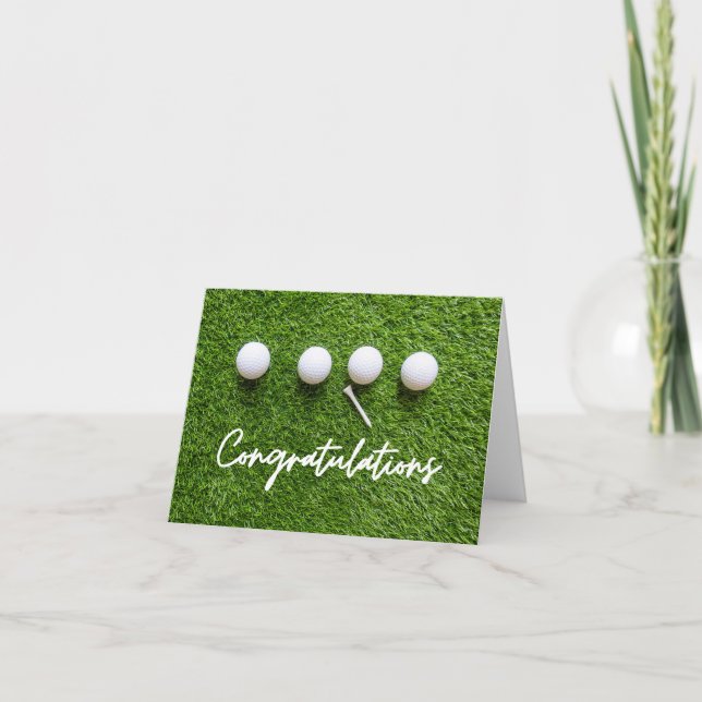 Tarjeta Golf Felicitaciones con bolas de césped verde (Anverso)