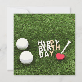 Tarjeta Golf feliz cumpleaños con la pelota de golf y el a