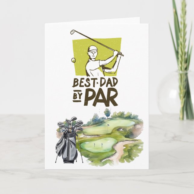 Tarjeta Golf  Feliz Día del Padre mejor papá por par (Anverso)