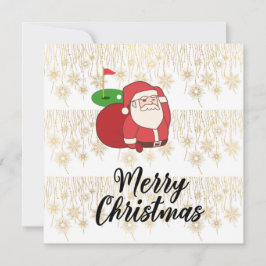 Tarjeta Golf Feliz Navidad con Santa Claus a la bandera