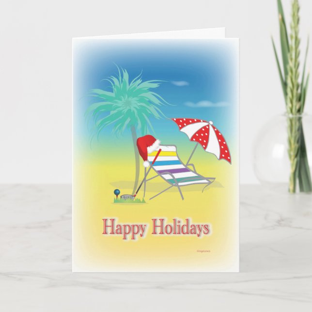 Tarjeta GOLF Happy Holidays Santa Hat Funny Card (Anverso)