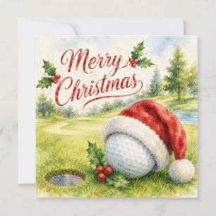 Tarjeta Golf Navidad con bola de golf con decoración navid