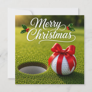 Tarjeta Golf Navidad con bola de golf con decoración navid