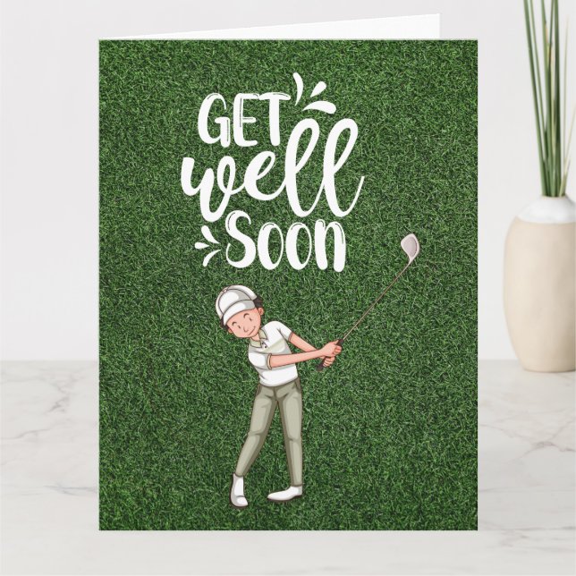 Tarjeta Golf Ponte bien pronto con el golf en verde (Anverso)