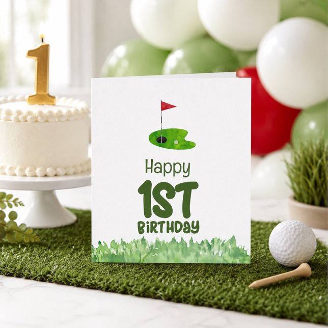 Tarjeta Golf primer cumpleaños golfer de un año  (Subido por el creador)
