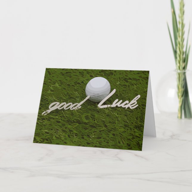 Tarjeta Golf saludo bola de golf buena suerte escritura a  (Anverso)