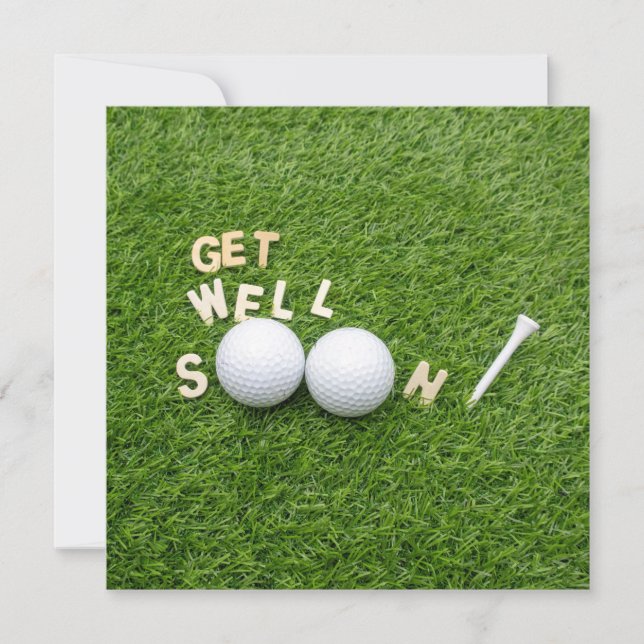 Tarjeta Golf Saludo Golfer se pone bien pronto con bola Ve (Anverso)