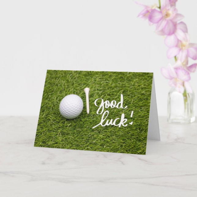 Tarjeta Golf saludo pelota de golf buena suerte escribiend (Orquídea)