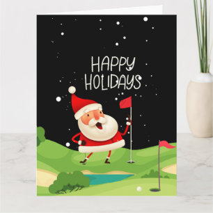Tarjeta Golf Santa Claus Felices Fiestas Navidad Jugando G