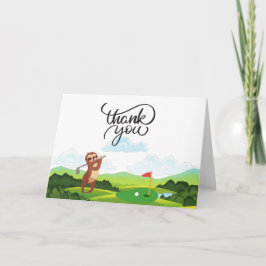 Tarjeta Golf Sloth te da las gracias por el césped verde