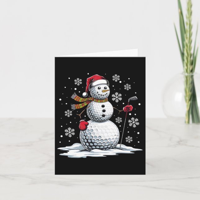 Tarjeta Golf Snowman Golf Player Santa Hat Navidades Funny (Anverso)