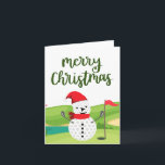 Tarjeta Golf Snowman para la Navidad Golfer Merry<br><div class="desc">Golf Snowman para la Navidad Golfer Merry</div>