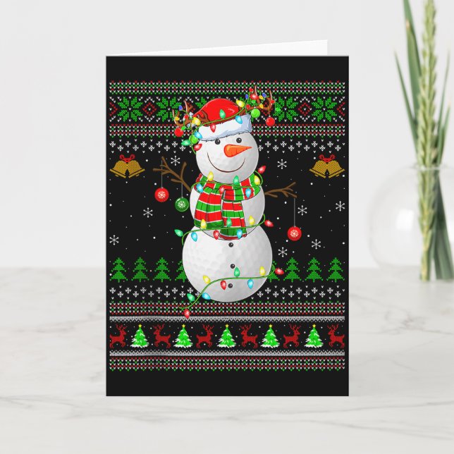 Tarjeta Golf Snowman Ugly Christmas Sweaters Golfing Golfe (Anverso)