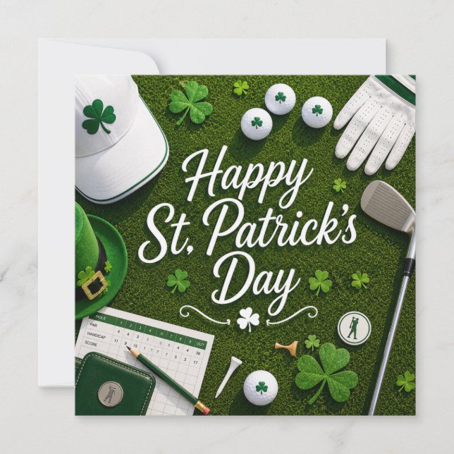 Tarjeta Golf St. Patrick's Day para Golf temático para gol (Anverso)