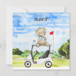 Tarjeta Golf Teddy Bear es un chico para Baby Shower
