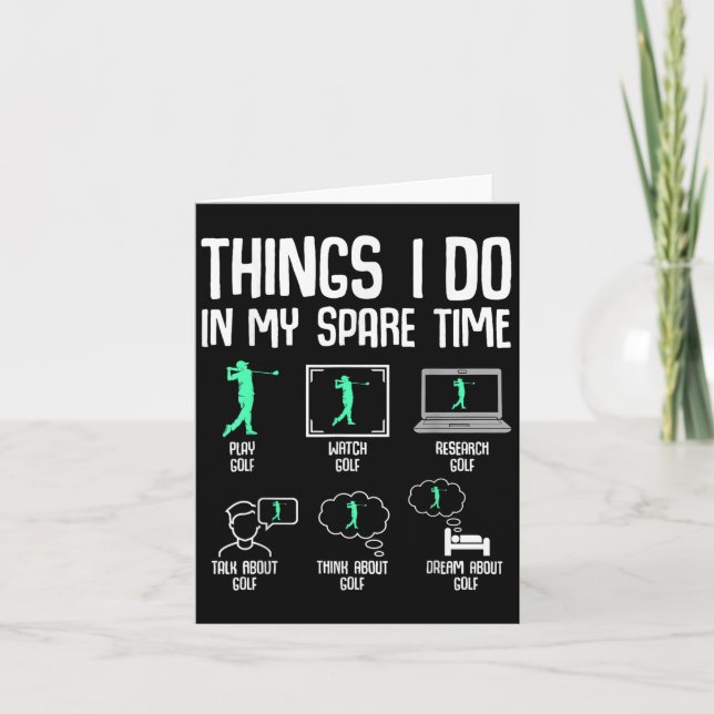 Tarjeta Golf Things I Do In My Spare Time Golfer Kids Boys (Anverso)