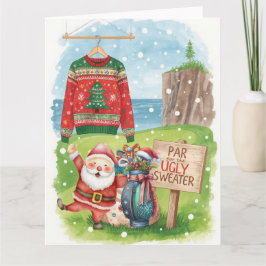 Tarjeta Golf Ugly Sweater Christmas Party