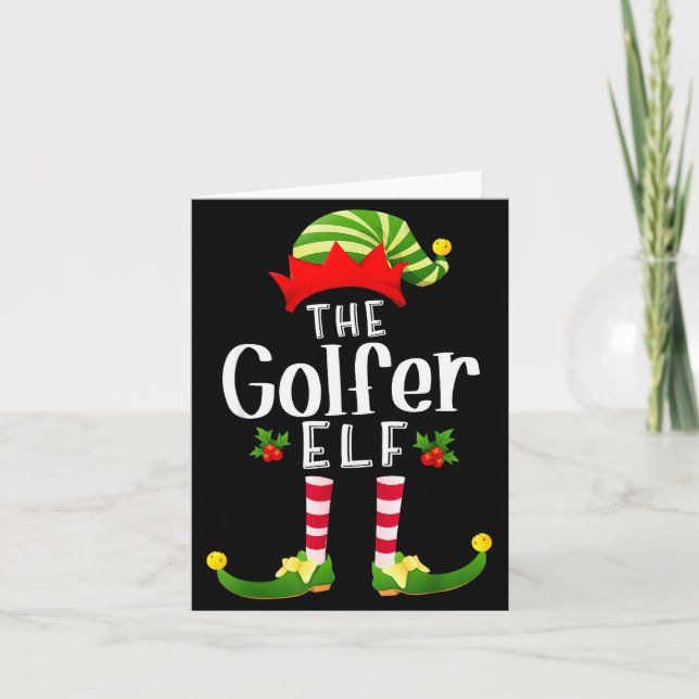 Tarjeta Golfer Christmas Elf Matching Pajama X-mas Party  (Anverso)