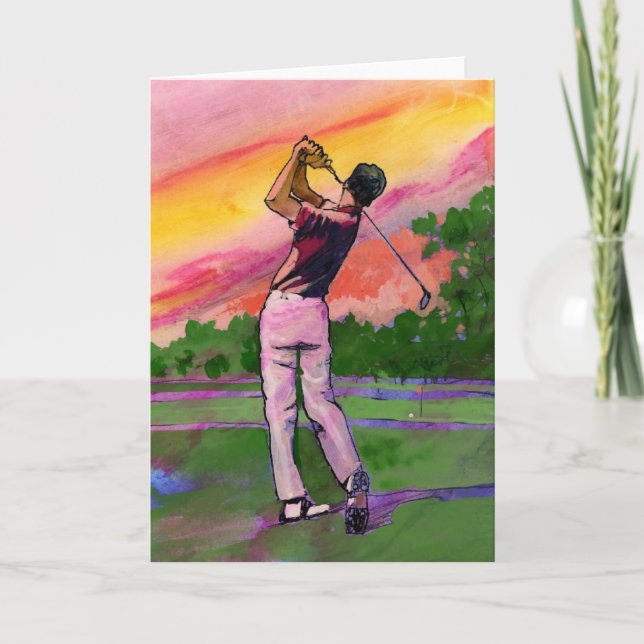 Tarjeta Golfer en el campo (Anverso)
