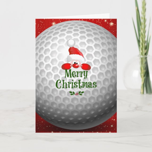 Tarjeta Golfer Santa, saludos de 'Feliz Navidad' (Anverso)