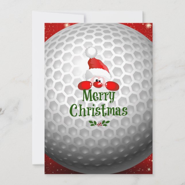 Tarjeta Golfer Santa, saludos de 'Feliz Navidad' (Anverso)