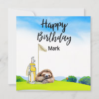Golfer sloth está jugando golf en el cumpleaños ve