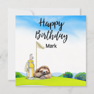 Tarjeta Golfer sloth está jugando golf en el cumpleaños ve