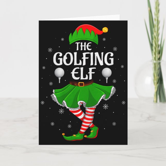 Tarjeta Golfing Elf Christmas Family Girls Women Elf Squad (Anverso)