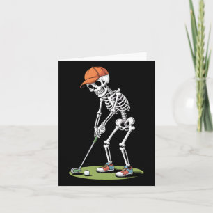 Tarjeta Golfista de Halloween Jugador de Golf Esqueleto Go