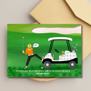 Tarjeta Golfista Jubilado Sarcástico Con Cerveza Y Perrito